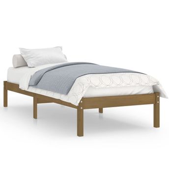 Estructura De Cama Madera Maciza Marrón Miel 75x190 Cm