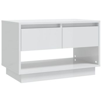 Mueble Para Tv Madera Contrachapada Blanco Brillo 70x41x44 Cm