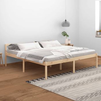 Cama Para Personas Mayores Madera Maciza De Pino 200x200 Cm