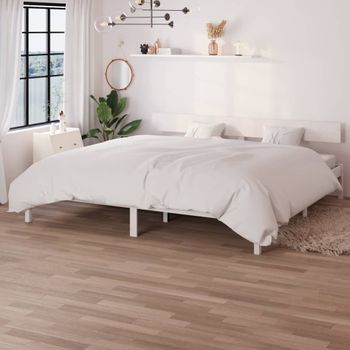 Estructura De Cama Madera Maciza De Pino Blanco 180x200 Cm