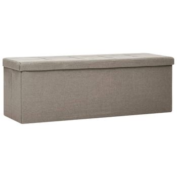 Banco De Almacenamiento Plegable Lino Sintético Gris Taupe Gris Topo