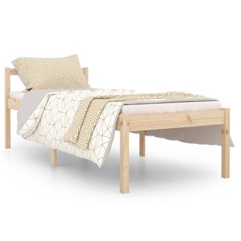 Cama De Personas Mayores Madera Maciza De Pino 75x190 Cm Marrón