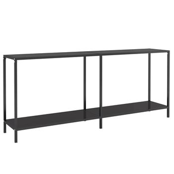 Mesa De Consola Vidrio Templado Negro 180x35x75,5 Cm