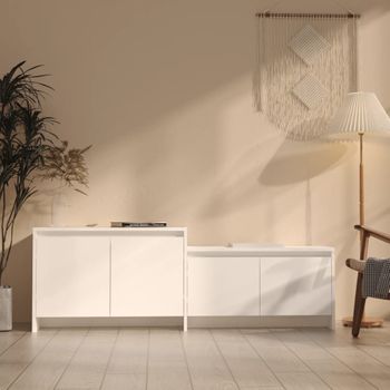 Mueble Para Tv Madera Contrachapada Blanco 146,5x35x50 Cm