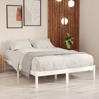 Estructura De Cama De Madera Maciza De Pino Blanco 120x200 Cm