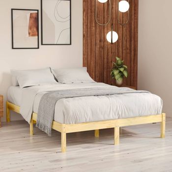 Estructura De Cama De Madera Maciza De Pino 140x190 Cm