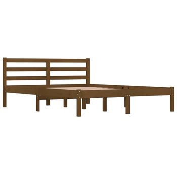 Estructura De Cama Madera Maciza De Pino Marrón Miel 120x190 Cm