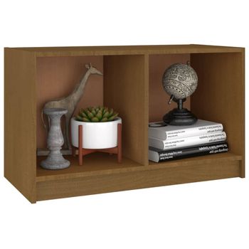 Mueble De Tv De Madera Maciza De Pino Marrón Miel 70x33x42 Cm