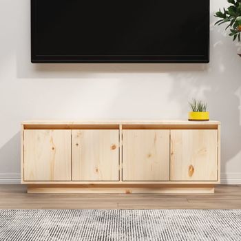 Mueble De Tv De Madera Maciza De Pino 110x34x40 Cm