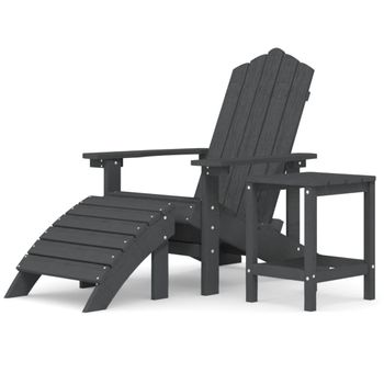 Silla De Jardín Adirondack Reposapiés Mesa Hdpe Gris Antracita