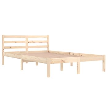 Estructura De Cama Madera Maciza De Pino 120x200 Cm Marrón