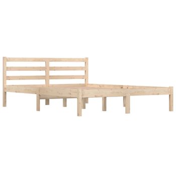 Estructura De Cama Madera Maciza De Pino 135x190 Cm Marrón