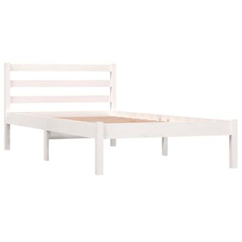 Estructura De Cama Madera Maciza De Pino Blanco 90x190 Cm