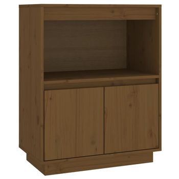 Aparador De Madera Maciza De Pino Marrón Miel 60x34x75 Cm