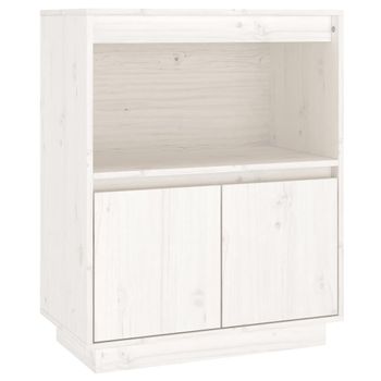 Aparador De Madera Maciza De Pino Blanco 60x34x75 Cm