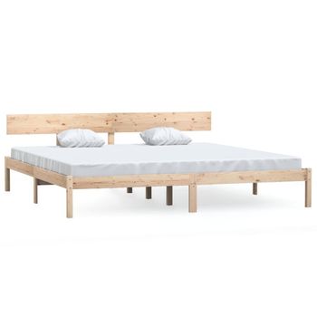 Estructura De Cama Madera Maciza De Pino 180x200 Cm Marrón