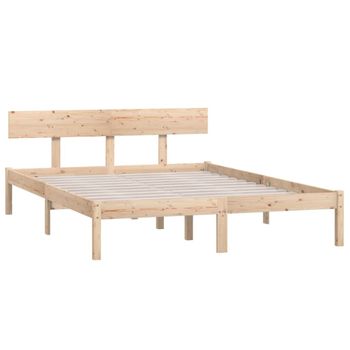 Estructura De Cama De Madera Maciza De Pino 140x190 Cm Marrón