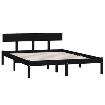 Estructura Cama Madera Pino Pequeña Doble Blanca 120x190cm Negro