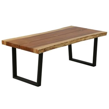 Mesa De Centro De Madera Maciza De Suar 102x54x41 Cm Marrón