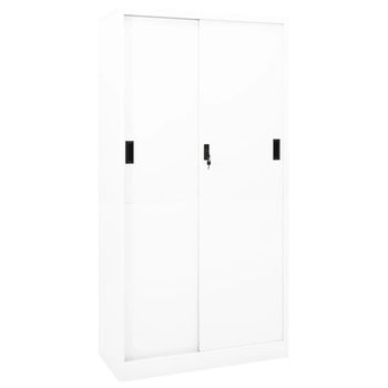 Armario De Oficina Puerta Corredera Acero Blanco 90x40x180 Cm