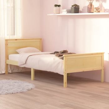 Estructura De Cama Madera Maciza De Pino 90x200 Cm