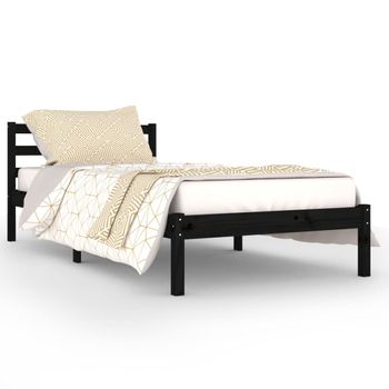 Sofá Cama Madera Maciza De Pino Negro 90x200 Cm