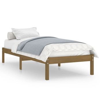 Estructura De Cama Madera Maciza Pino Marrón Miel 100x200 Cm