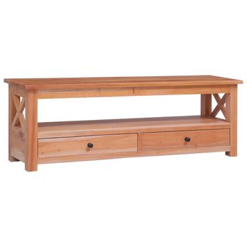 Mueble De Tv Madera Maciza De Caoba 115x30x40 Cm Marrón