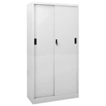 Armario Oficina Puerta Corredera Acero Gris Claro 90x40x180 Cm