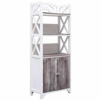 Mueble De Baño Madera De Paulownia Blanco Y Marrón 46x24x116 Cm