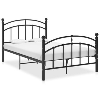 Estructura De Cama De Metal Negro 120x200 Cm