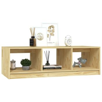 Mesa De Centro De Madera Maciza De Pino 110x50x34 Cm Marrón