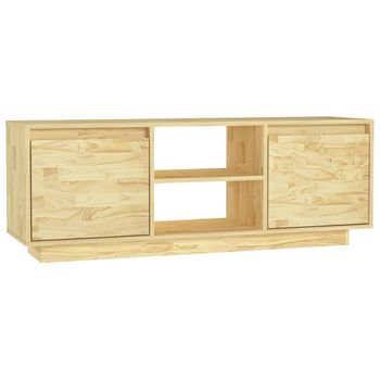 Mueble De Tv Madera Maciza De Pino 110x30x40 Cm Marrón