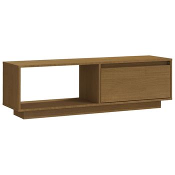 Mueble De Tv De Madera Maciza Pino Marrón Miel 110x30x33,5 Cm