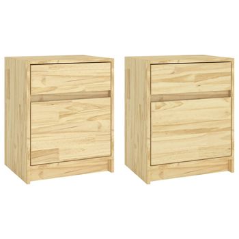 Mesitas De Noche 2 Uds Madera Maciza De Pino 40x31x50 Cm Marrón