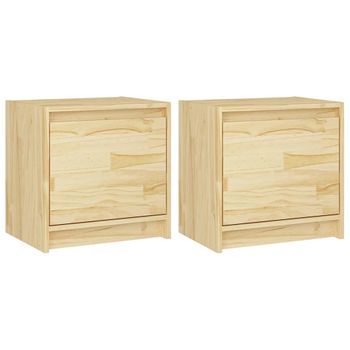 Mesitas De Noche 2 Uds Madera Maciza De Pino 40x30,5x40 Cm Marrón