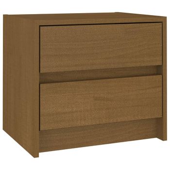 Mesita De Noche Madera Maciza Pino Marrón Miel 40x30,5x35,5 Cm