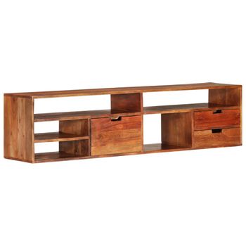 Mueble De Tv De Madera Maciza De Acacia 140x30x35 Cm Marrón