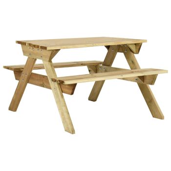 Mesa De Picnic Con Bancos 110x123x73 Cm Madera Pino Impregnada Marrón