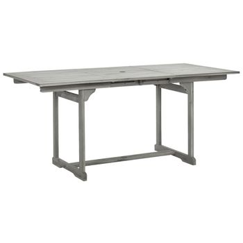 Mesa De Comedor Jardín Madera Maciza Acacia (120-170)x80x75 Cm Gris