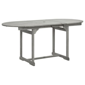 Mesa De Comedor Jardín Madera Maciza Acacia (120-170)x80x75 Cm Gris