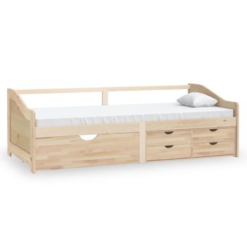 Sofá Cama 3 Plazas Con Cajones Madera Maciza Pino 90x200 Cm Marrón