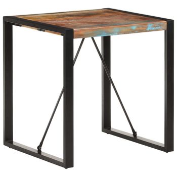 Mesa De Comedor De Madera Maciza Reciclada 70x70x75 Cm Negro