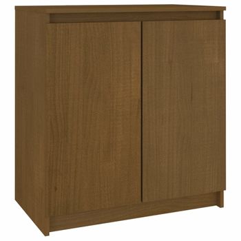 Armario Auxiliar Madera Maciza De Pino Marrón Miel 60x36x65 Cm