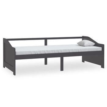 Sofá Cama 3 Plazas Madera Maciza Pino Gris Oscuro 90x200 Cm