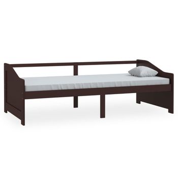 Sofá Cama 3 Plazas Madera Maciza Pino Marrón Oscuro 90x200 Cm