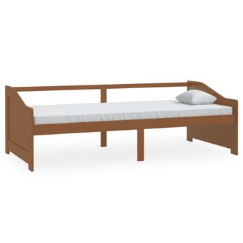 Sofá Cama 3 Plazas Madera Maciza De Pino Marrón Miel 90x200 Cm