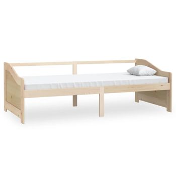 Sofá Cama 3 Plazas De Madera Maciza De Pino 90x200 Cm Marrón