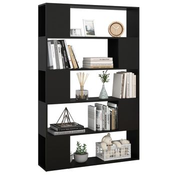 Librería Separador Madera Contrachapada Negro 100x24x155 Cm