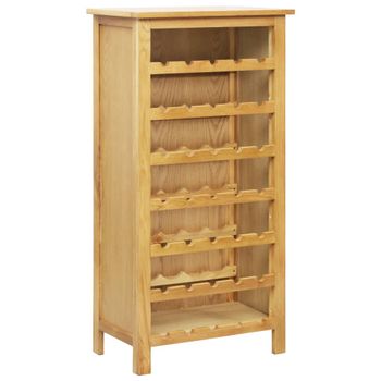 Botellero De Madera Maciza De Roble 56x32x110 Cm Marrón